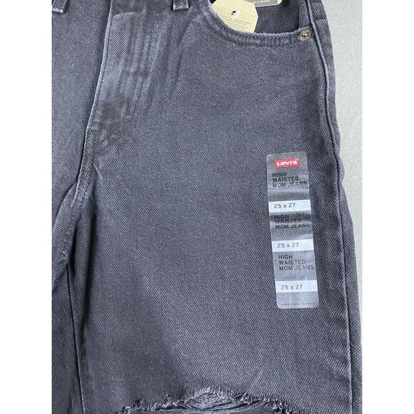 Levi's Mom Jeans‎ Women's 25 x 27 Black Distressed Pants High Waist Denim Casual - Picture 10 of 16